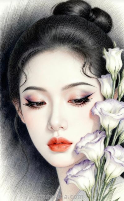 鸢尾绘佳人 彩铅映美颜丨小不忍则卖大萌鸢尾花女孩彩铅头像分享 - 图画吧TUHUABA