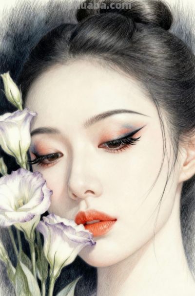 鸢尾绘佳人 彩铅映美颜丨小不忍则卖大萌鸢尾花女孩彩铅头像分享 - 图画吧TUHUABA