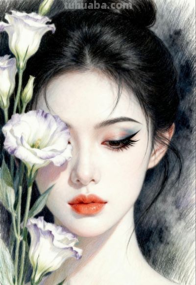 鸢尾绘佳人 彩铅映美颜丨小不忍则卖大萌鸢尾花女孩彩铅头像分享 - 图画吧TUHUABA