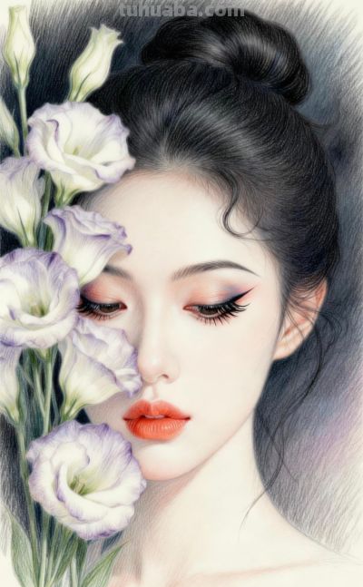 鸢尾绘佳人 彩铅映美颜丨小不忍则卖大萌鸢尾花女孩彩铅头像分享 - 图画吧TUHUABA