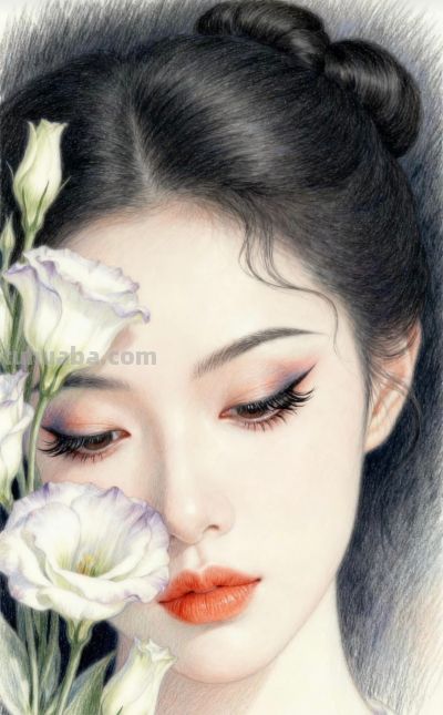 鸢尾绘佳人 彩铅映美颜丨小不忍则卖大萌鸢尾花女孩彩铅头像分享 - 图画吧TUHUABA