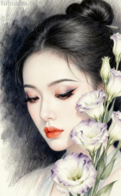 鸢尾绘佳人 彩铅映美颜丨小不忍则卖大萌鸢尾花女孩彩铅头像分享 - 图画吧TUHUABA
