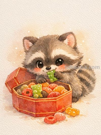 水彩小动物糖果甜 新年果实满心欢 甜美又可爱丨mocai水彩绘画分享 - 图画吧TUHUABA