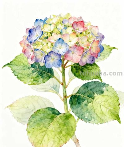 水彩画｜绣球花 - 图画吧TUHUABA