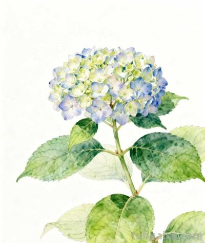 水彩画｜绣球花 - 图画吧TUHUABA