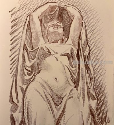 大笔触人体的造型能力，很强劲！列宾美院李敏诗速写作品 - 图画吧TUHUABA