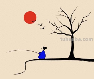 简笔画分享丨落日余晖下 独钓寒江雪 冬日暖阳下 静坐钓鱼 心旷神怡 - 今日头条