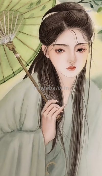 治愈系美人插画：低眉的温婉、执扇的娴静，每一幅都像江南烟雨诗 - 图画吧TUHUABA