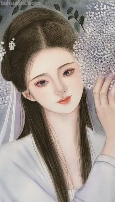 治愈系美人插画：低眉的温婉、执扇的娴静，每一幅都像江南烟雨诗 - 图画吧TUHUABA