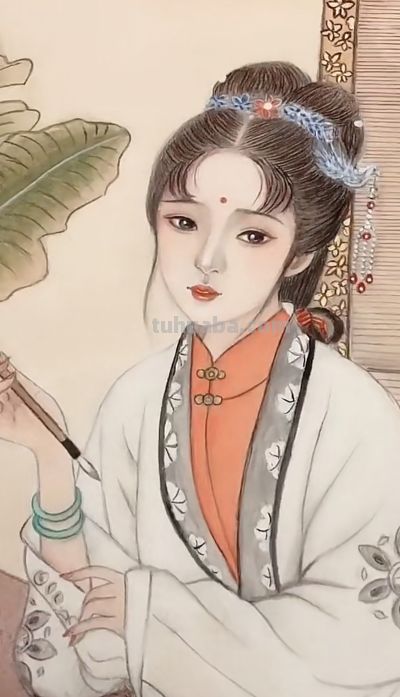 治愈系美人插画：低眉的温婉、执扇的娴静，每一幅都像江南烟雨诗 - 图画吧TUHUABA