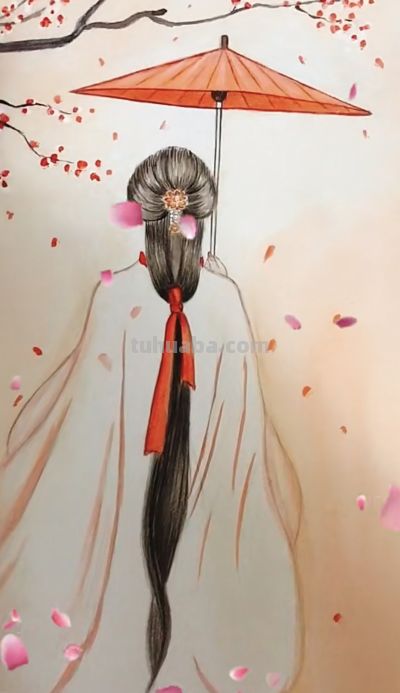 治愈系美人插画：低眉的温婉、执扇的娴静，每一幅都像江南烟雨诗 - 图画吧TUHUABA