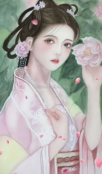 治愈系美人插画：低眉的温婉、执扇的娴静，每一幅都像江南烟雨诗 - 图画吧TUHUABA