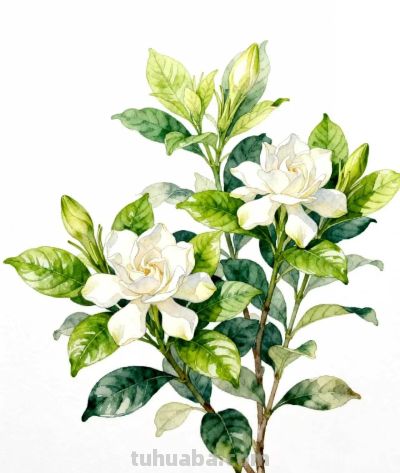 水彩画｜栀子花 - 图画吧TUHUABA