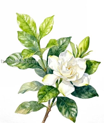 水彩画｜栀子花 - 图画吧TUHUABA