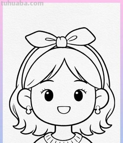 线稿涂色 简笔画头像 - 图画吧TUHUABA