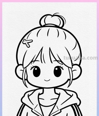 线稿涂色 简笔画头像 - 图画吧TUHUABA