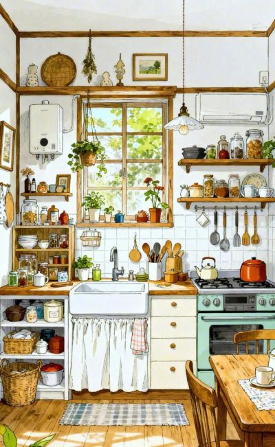 生活插画｜厨房里的烟火气 ​​​ - 图画吧TUHUABA