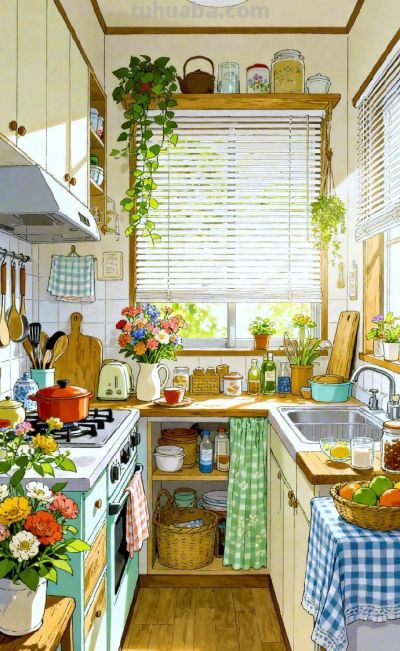 生活插画｜厨房里的烟火气 ​​​ - 图画吧TUHUABA