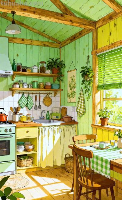 生活插画｜厨房里的烟火气 ​​​ - 图画吧TUHUABA