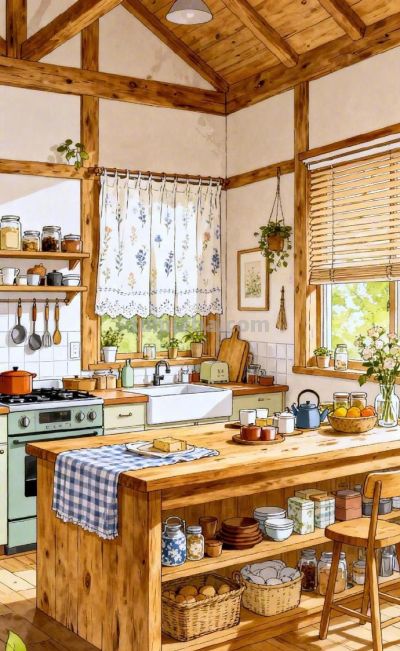 生活插画｜厨房里的烟火气 ​​​ - 图画吧TUHUABA