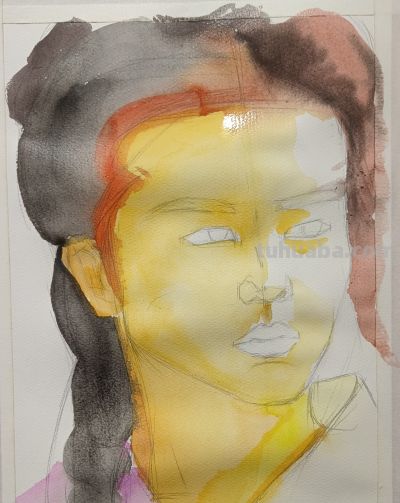 一幅水彩画的诞生：原来温柔的脸是这样画出来的 - 图画吧TUHUABA