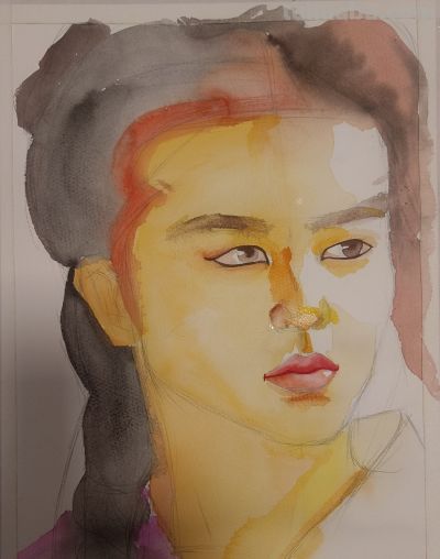 一幅水彩画的诞生：原来温柔的脸是这样画出来的 - 图画吧TUHUABA
