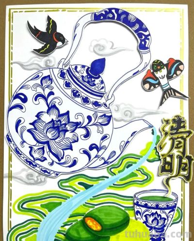 41张清明节主题儿童绘画和手抄报，值得收藏 - 图画吧TUHUABA