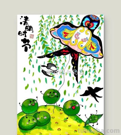 41张清明节主题儿童绘画和手抄报，值得收藏 - 图画吧TUHUABA