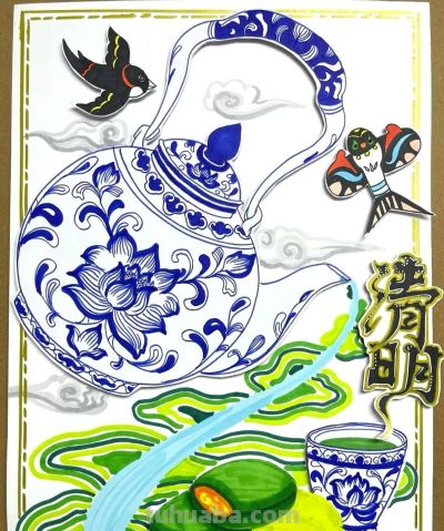 41张清明节主题儿童绘画和手抄报，值得收藏 - 图画吧TUHUABA