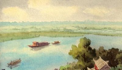 《湖舫传声》—“中共一大会址” 嘉兴南湖 速写水彩画 - 今日头条