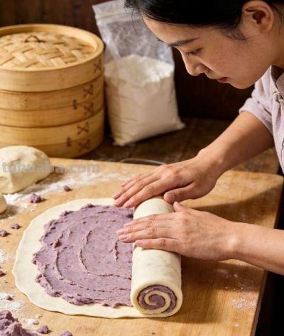 在家自制芋头馒头卷，暄软香甜，零失败教程，大人孩子都爱吃 - 图画吧TUHUABA