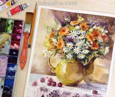 美哭的水彩画，感受春天的绚烂！ - 图画吧TUHUABA