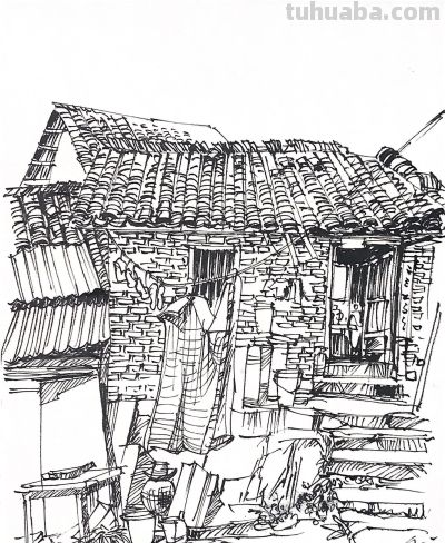 一组耐人寻味的钢笔速写风景 - 图画吧TUHUABA