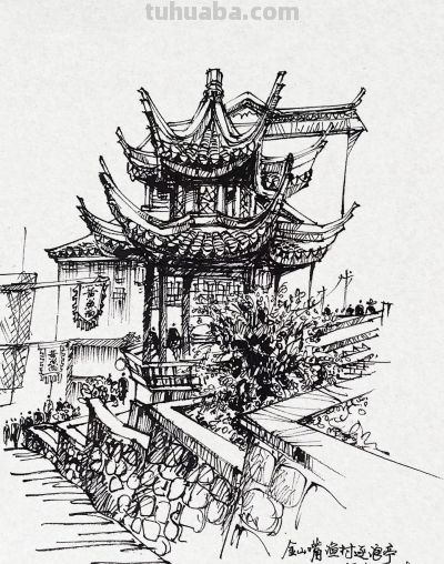 一组耐人寻味的钢笔速写风景 - 图画吧TUHUABA
