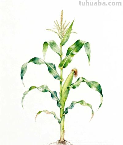 水彩画｜玉米 - 图画吧TUHUABA