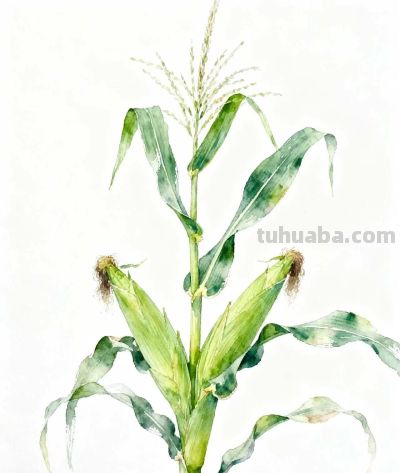 水彩画｜玉米 - 图画吧TUHUABA