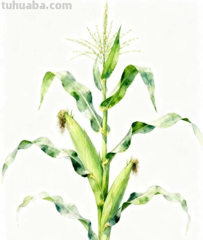 水彩画｜玉米 - 图画吧TUHUABA