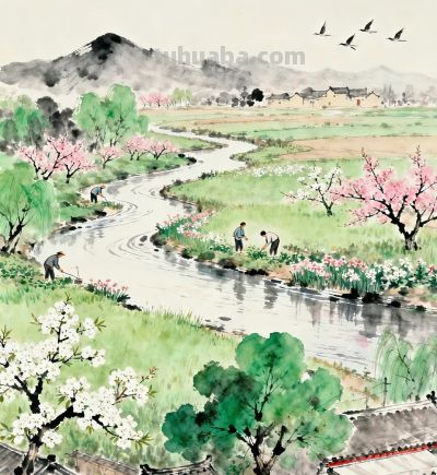 水彩画：田园诗画 - 图画吧TUHUABA