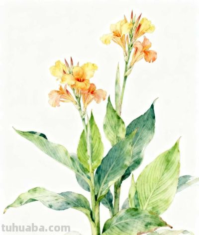水彩画｜美人蕉 - 图画吧TUHUABA
