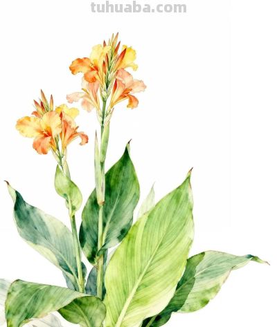 水彩画｜美人蕉 - 图画吧TUHUABA