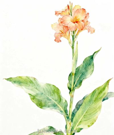 水彩画｜美人蕉 - 图画吧TUHUABA