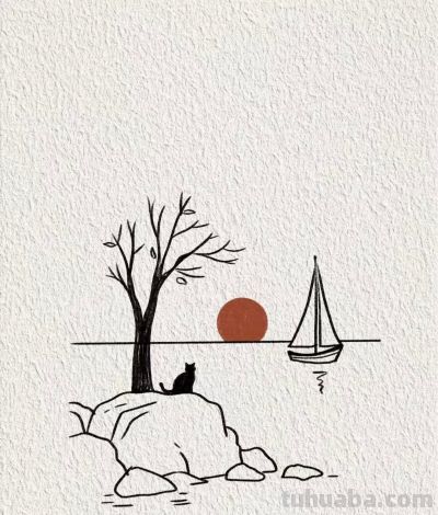 海日升帆远 猫石共清闲丨画个简笔画分享 - 今日头条