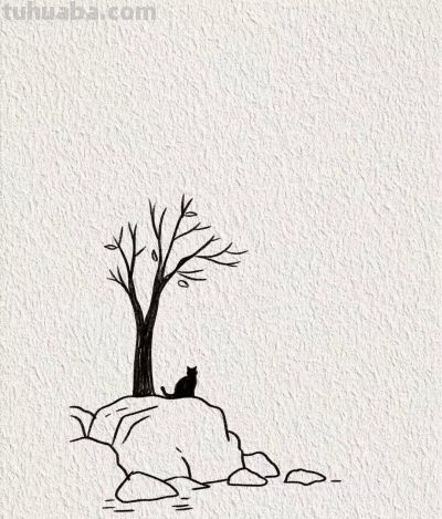 海日升帆远 猫石共清闲丨画个简笔画分享 - 图画吧TUHUABA