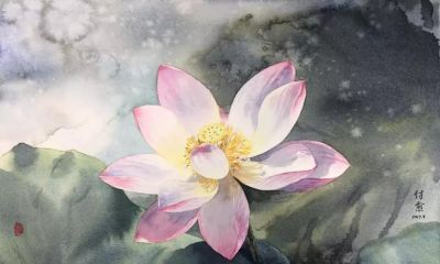 11个绘画步骤，教你画一朵好看的水彩荷花 - 图画吧TUHUABA