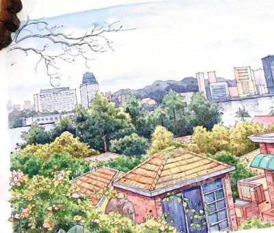 95后美女教你画钢笔淡彩，张张都是精品，构图和配色超棒 - 今日头条