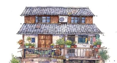 95后美女教你画钢笔淡彩，张张都是精品，构图和配色超棒 - 图画吧TUHUABA