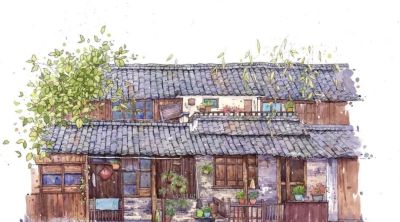 95后美女教你画钢笔淡彩，张张都是精品，构图和配色超棒 - 图画吧TUHUABA