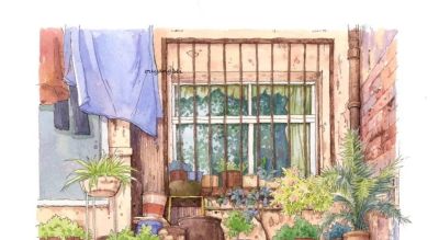 95后美女教你画钢笔淡彩，张张都是精品，构图和配色超棒 - 图画吧TUHUABA