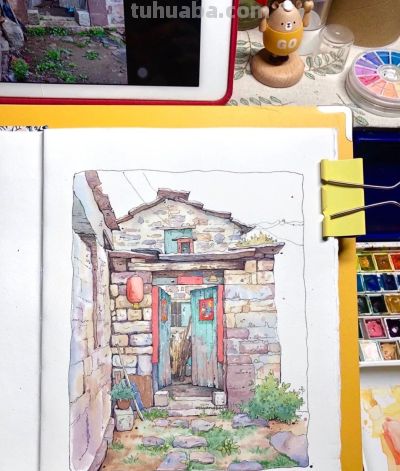 95后美女教你画钢笔淡彩，张张都是精品，构图和配色超棒 - 图画吧TUHUABA