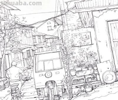 95后美女教你画钢笔淡彩，张张都是精品，构图和配色超棒 - 图画吧TUHUABA